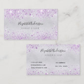 Zilveren lavendel glitter make-up haar schoonheid visitekaartje (Voorkant / Achterkant)