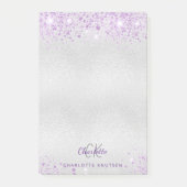 Zilveren lavendel glitter monogram initialen naam post-it® notes (Voorkant)