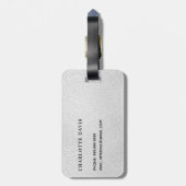 Zilveren lavendel glitter monogram naam bagagelabel (Achterkant verticaal)