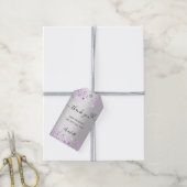 Zilveren lavendel glitters hart dank je cadeaulabel (Met Touw)