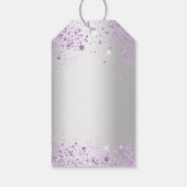 Zilveren lavendel glitters hart dank je cadeaulabel (Achterkant)