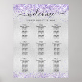 Zilveren lavendel lila confetti zitkaart poster (Voorkant)