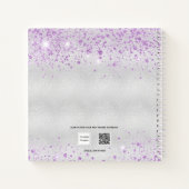Zilveren lavendel naam monogram notitieboek (Achterkant)