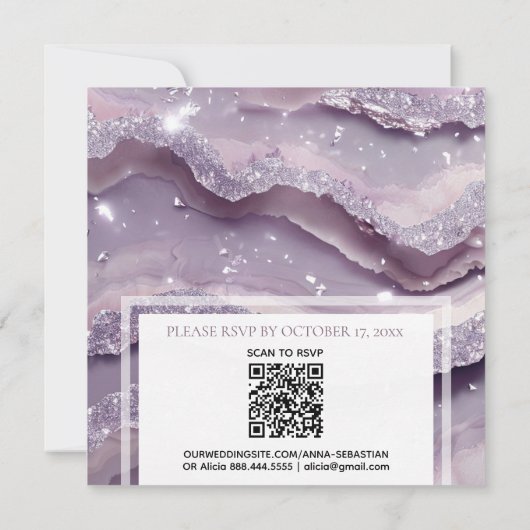 *~* ZILVEREN LAVENDEL QR AGATE RSVP AR66 Bruiloft Kaart (Achterkant)