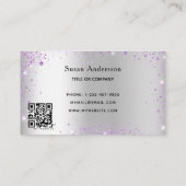 Zilveren lavendel QR code glitter Visitekaartje (Achterkant)