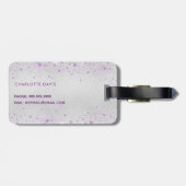 Zilveren lavendel sprankelt naam bagagelabel (Achterkant horizontaal)