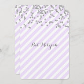 Zilveren Lavendel Stripes Bat Mitswa Uitnodigingen (Voorkant / Achterkant)