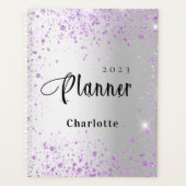 Zilveren lavendel violet glitter naam 2026 planner (Voorkant)