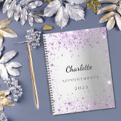 Zilveren lavendel violet glitter naam 2026 planner
