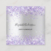Zilveren lavendel violet profiel foto qr code vierkante visitekaartje (Voorkant)