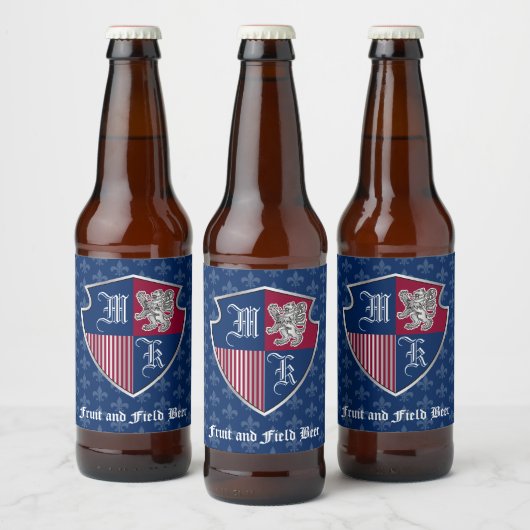 Zilveren Leeuw Coat van Wapens Monogram Embleem Sh Bier Etiket (Flessen)