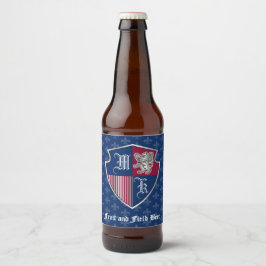 Zilveren Leeuw Coat van Wapens Monogram Embleem Sh Bier Etiket