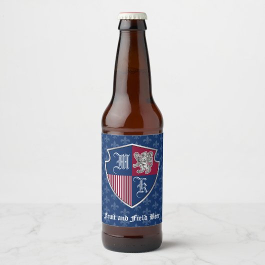 Zilveren Leeuw Coat van Wapens Monogram Embleem Sh Bier Etiket (Voorkant)