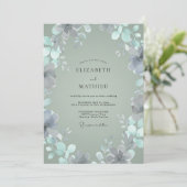 Zilveren Leigroene Blad Eucalyptus Bruiloft Kaart (Staand voorkant)