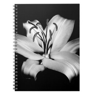 Zilveren Lelie: Monochrome bloemige elegantie. Notitieboek