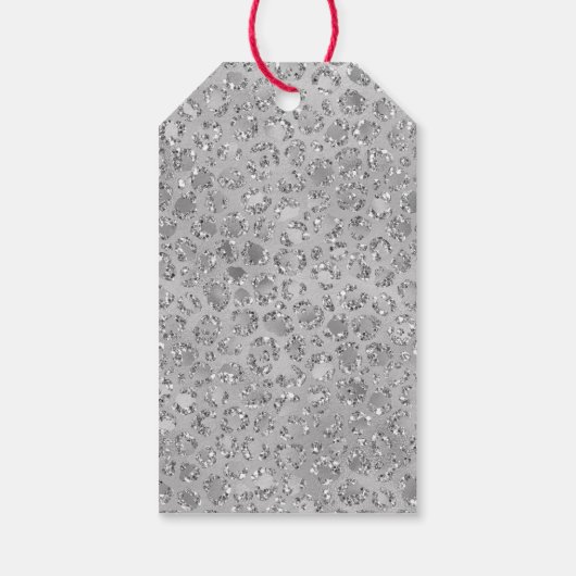 Zilveren Leopard Grijs Meow Kitty Kat Cadeaulabel (Achterkant)