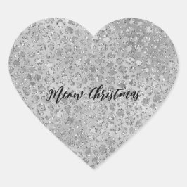 Zilveren Leopard Grijs Meow Kitty Kat Hart Sticker