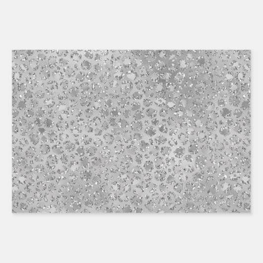 Zilveren Leopard Grijs Meow Kitty Kat Inpakpapier Vel (Voorkant 2)