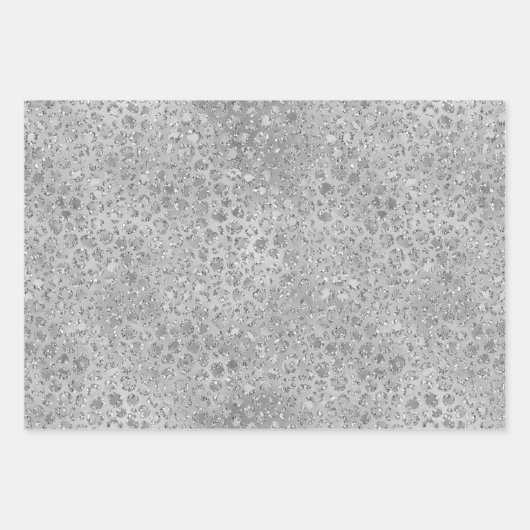 Zilveren Leopard Grijs Meow Kitty Kat Inpakpapier Vel (Voorkant)