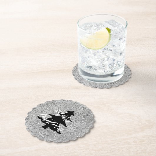 Zilveren Leopard Grijs Meow Kitty Kat Kartonnen Onderzetters (Insitu)