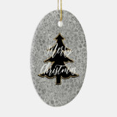 Zilveren Leopard Grijs Meow Kitty Kat Keramisch Ornament (Rechts)