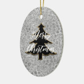 Zilveren Leopard Grijs Meow Kitty Kat Keramisch Ornament (Links)