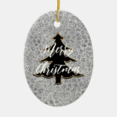 Zilveren Leopard Grijs Meow Kitty Kat Keramisch Ornament (Voorkant)