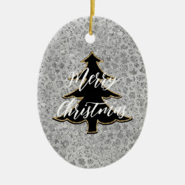 Zilveren Leopard Grijs Meow Kitty Kat Keramisch Ornament