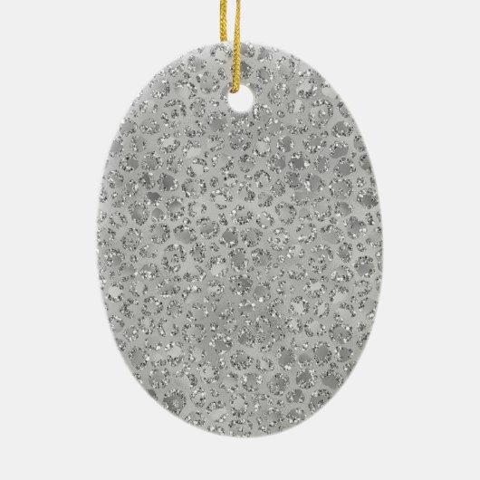 Zilveren Leopard Grijs Meow Kitty Kat Keramisch Ornament (Achterkant)