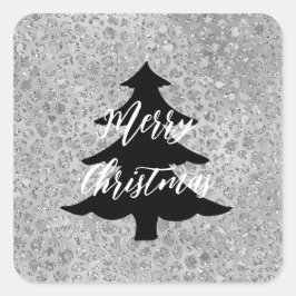 Zilveren Leopard Grijs Meow Kitty Kat Vierkante Sticker