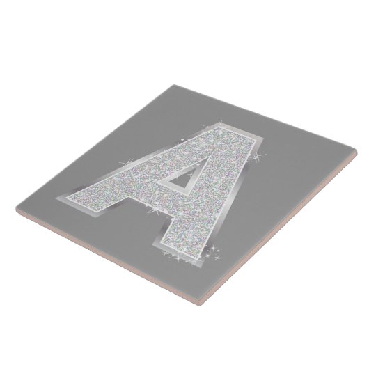 Zilveren letter A Tegeltje (Zijkant)