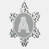 Zilveren letter A Tin Sneeuwvlok Ornament (Rechts)