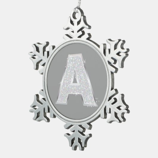 Zilveren letter A Tin Sneeuwvlok Ornament (Rechts)