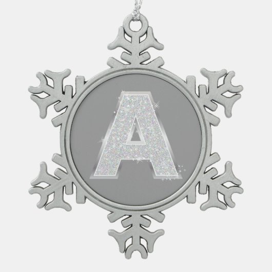 Zilveren letter A Tin Sneeuwvlok Ornament (Voorkant)