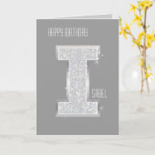 Zilveren letter I Kaart (Gele Bloem)