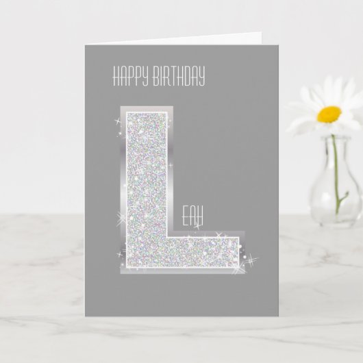 Zilveren Letter L Kaart (Kleine Plant)
