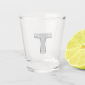 Zilveren letter T Shot Glas (Voorkant)