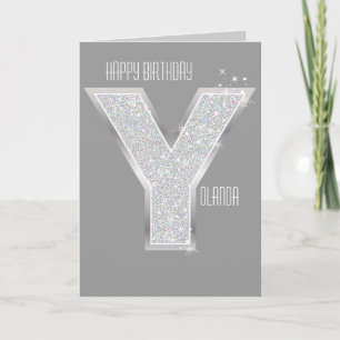 Zilveren letter Y Kaart