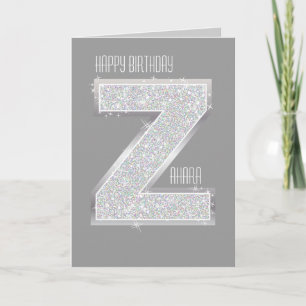 Zilveren letter Z Kaart