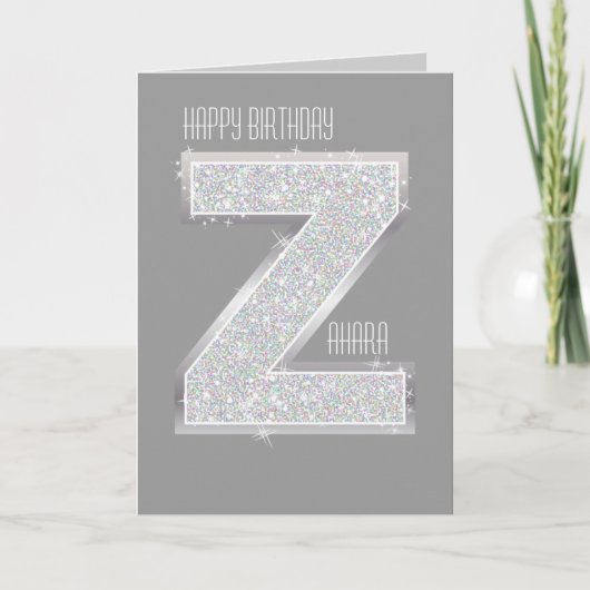Zilveren letter Z Kaart (Voorkant)