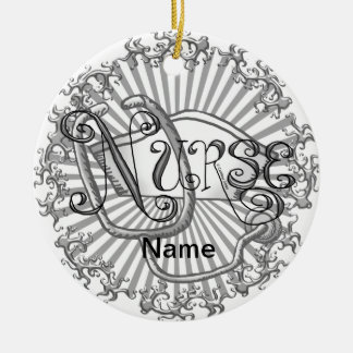 Zilveren letters verpleegster keramisch ornament
