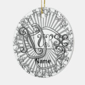 Zilveren letters verpleegster keramisch ornament (Links)