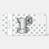 Zilveren Lhasa Apso Schattige Cartoon Hond & Naam Case-Mate iPhone Case (Achterkant (horizontaal))