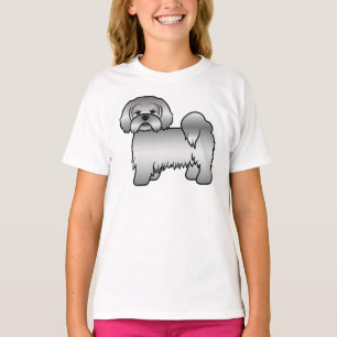 Zilveren Lhasa Apso Schattige Cartoonhond Illustra T-shirt