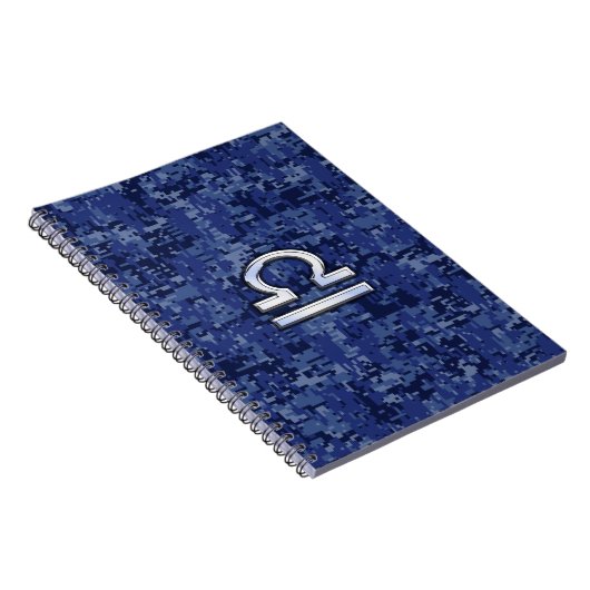 Zilveren Libra Sterrenbeeld op blauwe digitale cam Notitieboek (Rechterzijde)