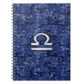 Zilveren Libra Sterrenbeeld op blauwe digitale cam Notitieboek (Voorkant)