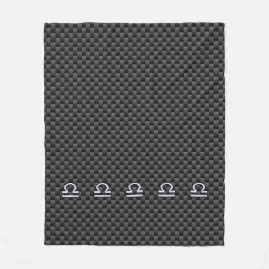 Zilveren Libra Zodiac Symbool op Carbon Fiber Prin Fleece Deken (Voorkant)