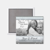 Zilveren Licht Glitters Bewaar de Datum Fotomagnee Magneet (Voorkant / Achterkant)