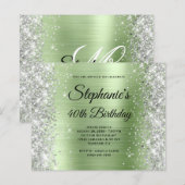 Zilveren Licht Mint Glam Monogram 40e Verjaardag (Voorkant / Achterkant)
