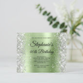 Zilveren Licht Mint Glam Monogram 40e Verjaardag (Staand voorkant)